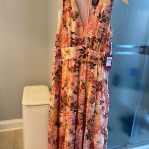 Vince Camuto Floral Maxi Dress in Orange and Yellow